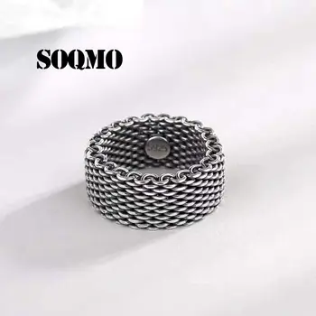 

SOQMO Ring 100% Real 925 sterling silver 10mm Wide Weave ring men women jewelry dropshipping accessories wholesale china SQM286