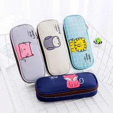 Creative Cute Animal Pen Bag Large Capacity Pencilcase Canvas Material Kawaii Pen Case Stationery Office School