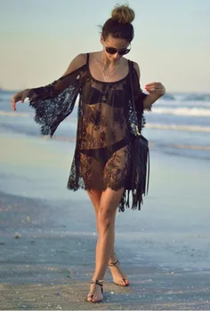 

Hollow Mesh Ins Top Short Sleeve Lace Swimsuit Cover Up Summer Dress Beach Wear For Women Sexy Beach Dropshipping