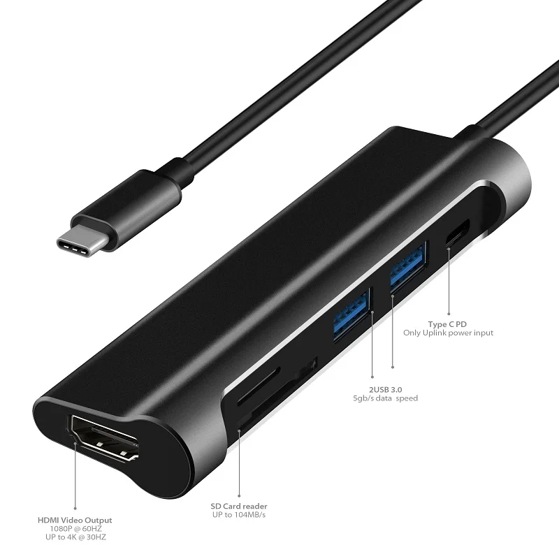 JZYuan USB 3,1 USB C type C концентратор USB 3,0 4K видео HDMI SD TF кардридер Тип C PD USB концентратор переходник разветвитель для MacBook Pro