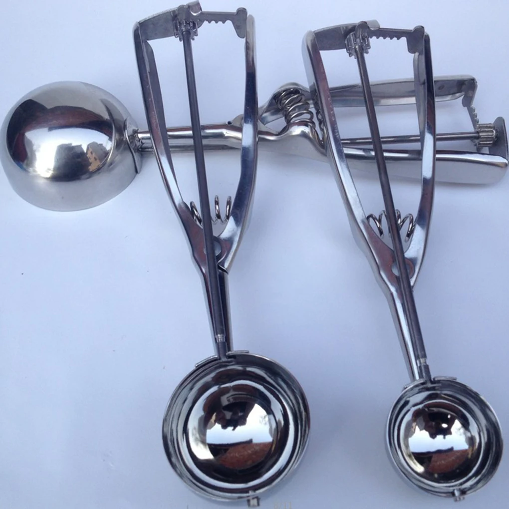 Ice Cream Scoop 3 Size Ice Cream Scoop Trigger Metal Cookie Spoon Melon Baller Stainless Steel Dough Spoon Scooper