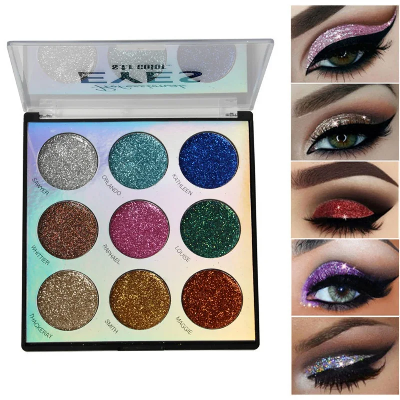 

9Color Diamond Sequins Eye Shadow Set Professional Pearl Matte Cosmetic Shimmer Eye Shadow Palette