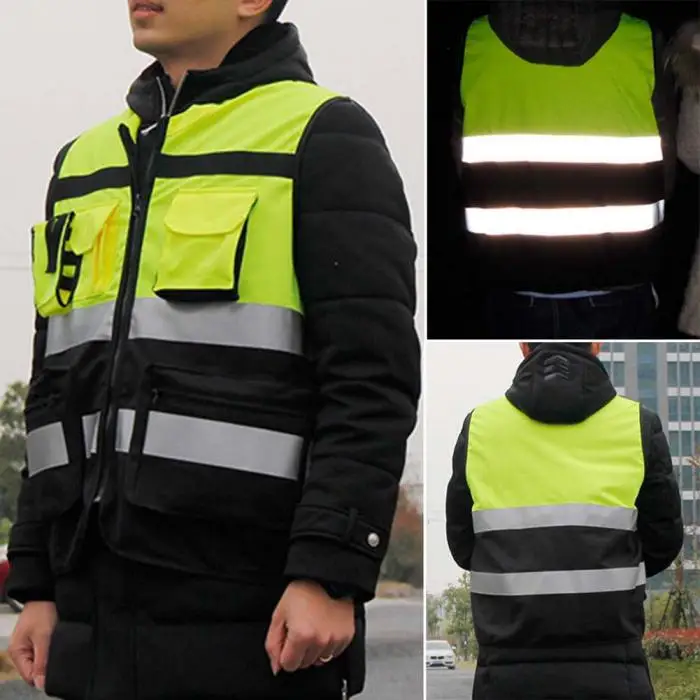 Жилет безопасности Светоотражающая куртка для водителя ночной безопасности жилет с карманами GY88