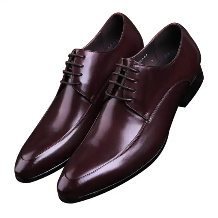 

Fashion Black /Brown Tan Pointed Toe Social Shoes Mens Business Shoes Genuine Leather Derby Dress Shoes Male Wedding Groom Shoes