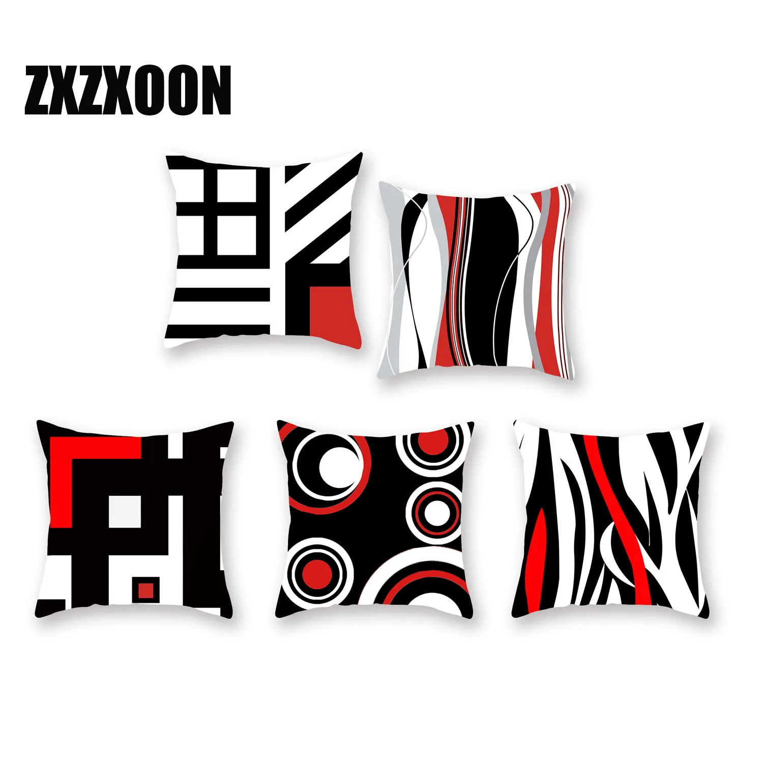 Modern Art Abstract Line Cushion Red Black Pillowcase Polyester Modern Art Abstract Line Cushion Red