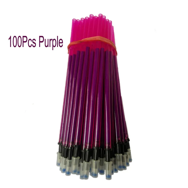 Delvitch, 100 шт./набор, 0,5 мм, гелевая ручка, стержень со стираемыми чернилами, Волшебная стираемая ручка, заправка, синие, черные чернила, канцелярские принадлежности, инструменты для письма, подарки - Цвет: 100pcs purple