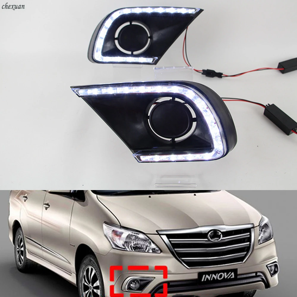

CSCSNL 1 set trunning Yellow Signal DRL LED Daytime Running Light Led fog lamp cover For Toyota INNOVA 2013 2014 2015