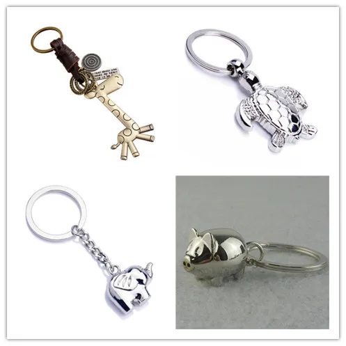1Pcs Trendy Cute Giraffe tortoise pig Elephant Keychain Creative Key Chain Charm Fashion Alloy Accessories Gift 4 Style