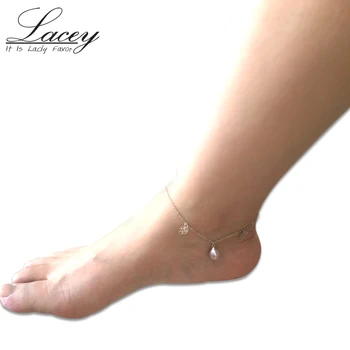 

Natural freshwater pearl anklets for women,real pearl 925 silver anklet fashion jewelry