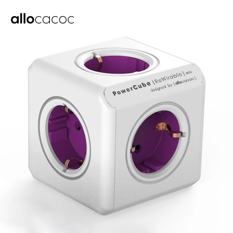 Цена Allocacoc ЕС адаптер пробки мощность полосы Универсальный Cube 2.1A USB зарядное устройство для Великобритании AU США CN Азии Главная Разъем