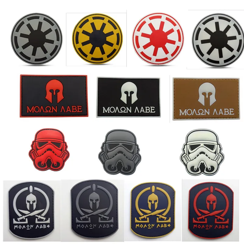 

Four styles 3D Rubber Badge Star Wars Spartan Skull Pvc Tactical Badge Combat Morale Us Military Swat Patch PVC Usa Army Outdoor