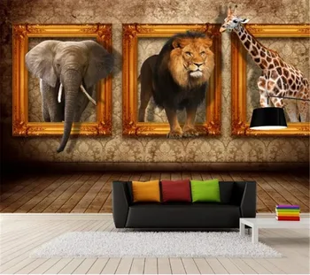 

Custom Photo 3d Wallpaper 3D Stereo European Animal Photo Frame Creative Mural Home Decor Living Room Wall Covering