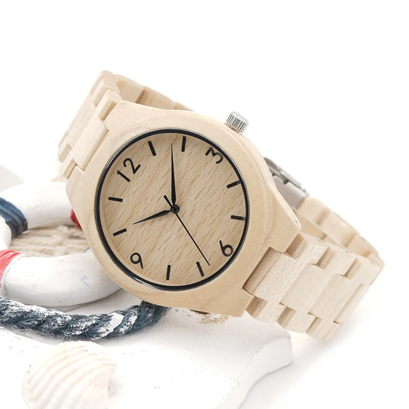 BOBO BIRD Maple Wooden Watches Mens Luxury Brand Quartz Clock Simplified All Wood Classic Band Wristwatches for Men