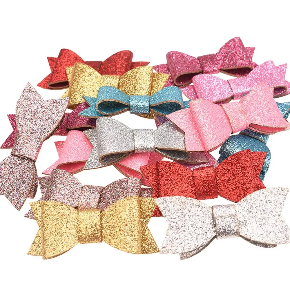 

120pcs Glitter Bows 2.5inch Sequin hair bows Boutique Hair accessories DIY Head wrap Accessory No Hair clip Barrette Hairband