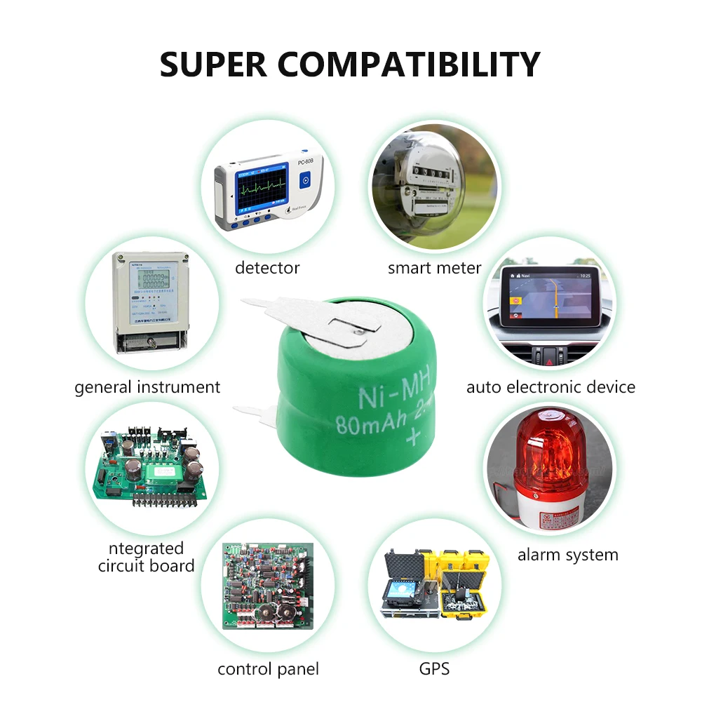Высококачественные никель-металл-гидридные аккумуляторные батареи с сварочными штырьками 80mAh 2,4 V Ni-MH кнопочный Аккумулятор для автомобильных аудио электрических игрушек