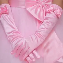 Детские Вечерние перчатки с цветочным рисунком для девочек, для студентов, для танцев, для выступлений, 3 размера, белые, розовые