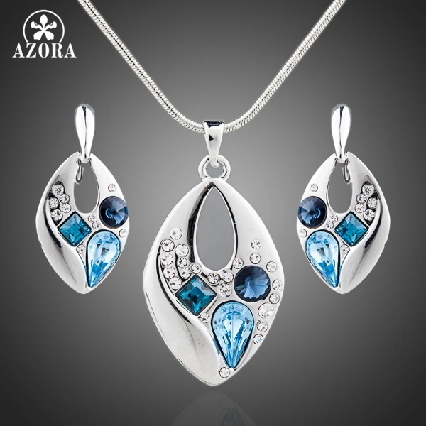 Комплект из колье и серёг белого золотого цвета|earrings and necklace|jewelry setsnecklace earrings |