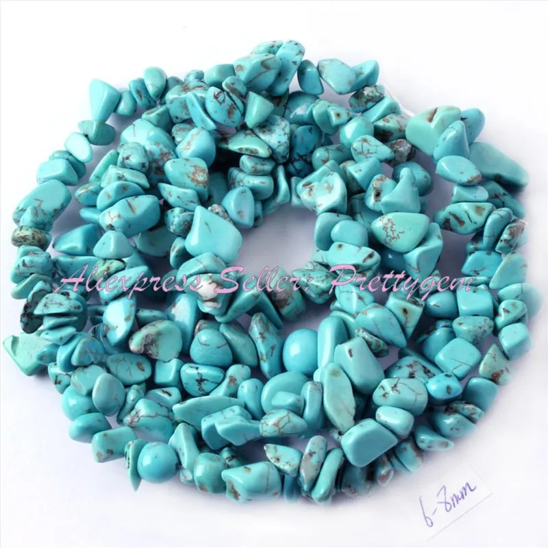 4-6x6-8mm Натуральный камень Бусины бусинки бусины Freeform чип Gem для поделок Цепочки и ожерелья bracelats ювелирных изделий Strand 3" - Цвет: Turquoise
