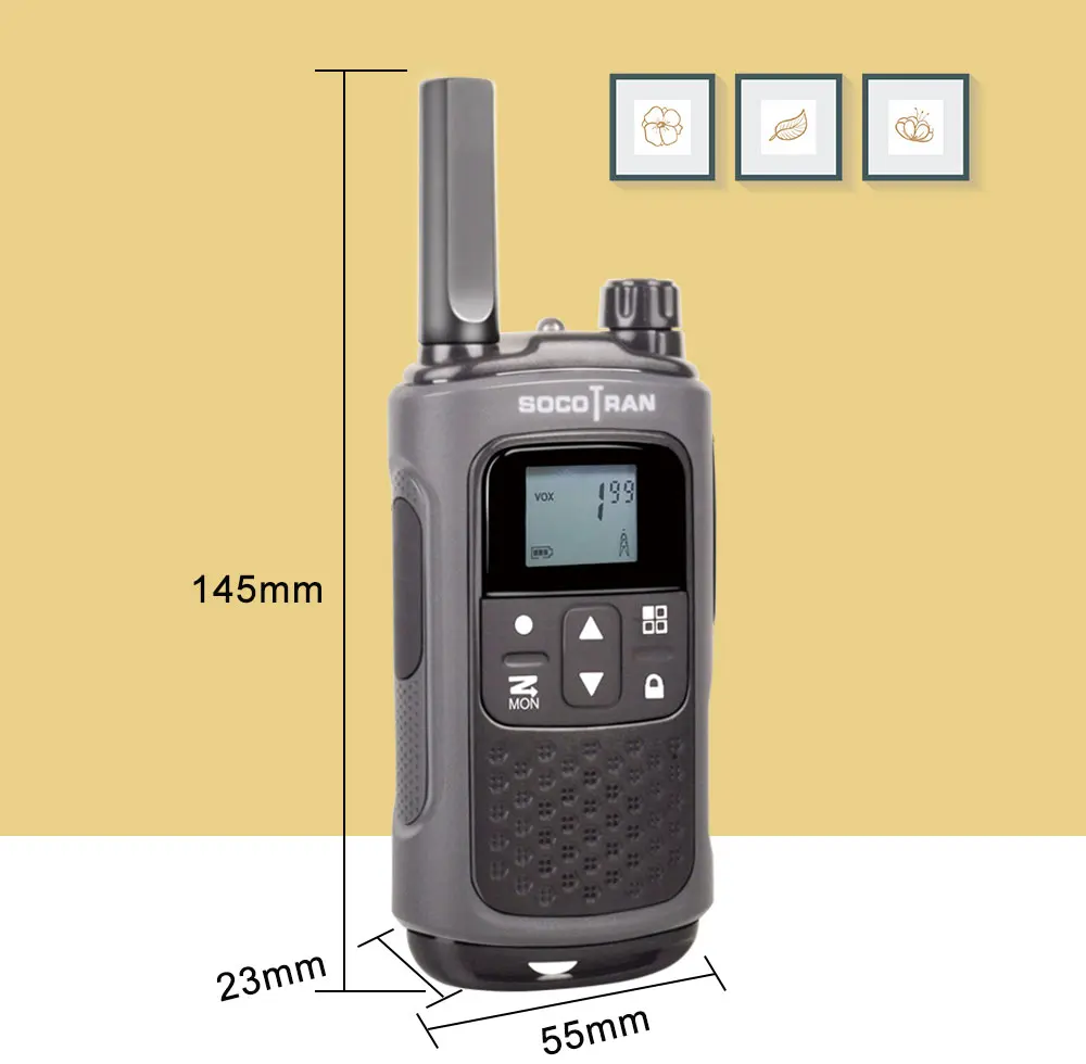 Перезаряжаемая рация Socotran T80 0,5 Вт 22CH дальнее двухстороннее радио VOX с кодом конфиденциальности и перезаряжаемой батареей пара