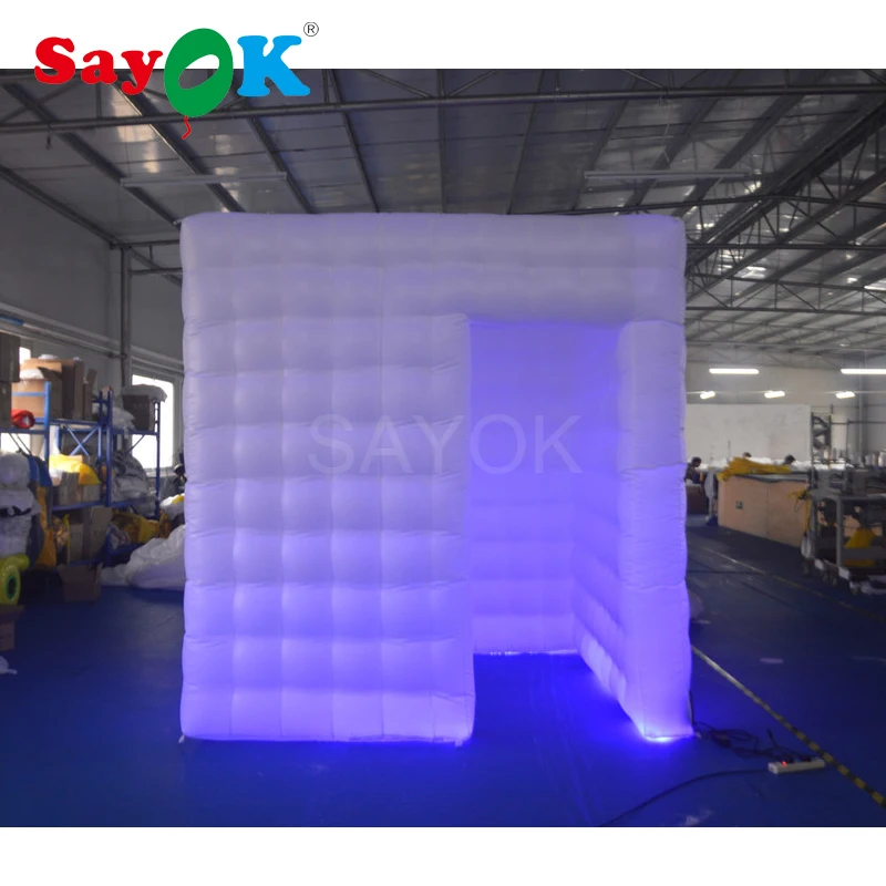 Cheap one door inflatable photo booth,inflatable cube tent with 17 led colors for wedding party Cheap one door inflatable photo booth,inflatable cube tent with 17 led colors for wedding party