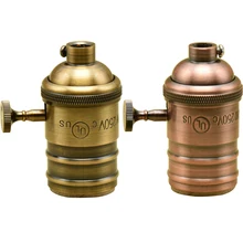 Винтаж цоколь лампы Эдисона лампы базы E27 держатель лампы Медь ручка сердечника переключатель 250 V UL подвесной светильник цоколь лампы 1 шт