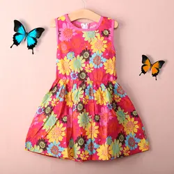 Платье с рисунком цветов для девочек 2016 платье принцессы для девочки на лето нарядные кружевные платья с цветочным принтом