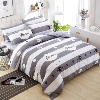 

Stripe Home Textile White Bedding Set Bed Cover Bed Sheet Duvet Cover Pillowcase Bed Linen Bedclothes Queen For Teen Adult