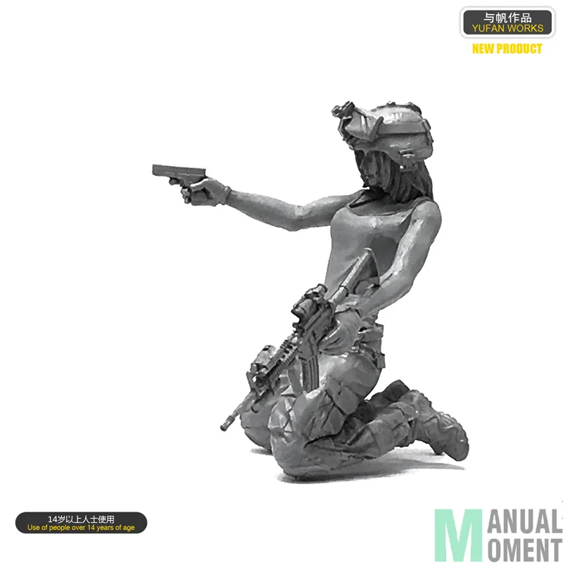 

High Guality Miniature 1/35 US Navy Seal Commando Kneeling Female Soldier Resin Model Figure Kit LOO-33