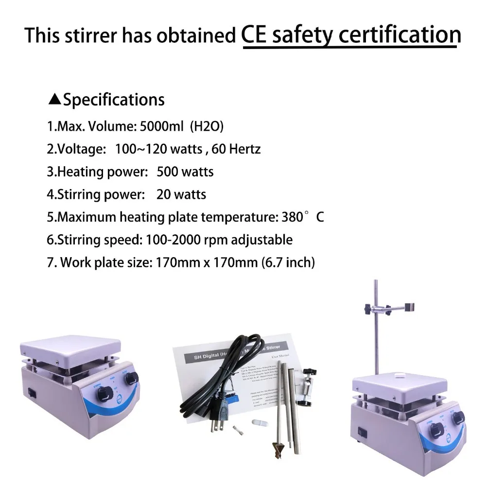 Лаборатория стиль SH-3 горячая пластина магнитная мешалка 5000 мл объем с двойным управлением и 1 дюйм перемешивания бар 110 В/220 В