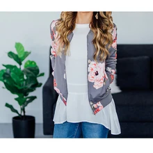Женская модная куртка, Женская Ретро куртка-бомбер на молнии с цветочным принтом, повседневная куртка, 3 цвета, одежда, осенняя одежда