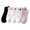 10 pièces = 5 paires femmes chaussettes courtes coeur rouge mignon collège frais femme chaussettes doux coton été automne offre spéciale filles chaussette Meias Sox ► Photo 1/6