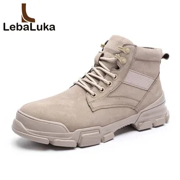 

Tuyoki Men Ankle Boots Lace Up Warm Fur Winter Work Shoes High Top Shoes High Quality Classic Military Boots Size 38-44