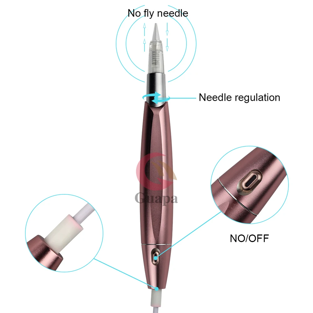 

Rose Gold Charmer Princesses Permanent Makeup Pen Eyebrow Tattoo Machine with 3 levels Speed for brows/Lips/eye permanent makeup
