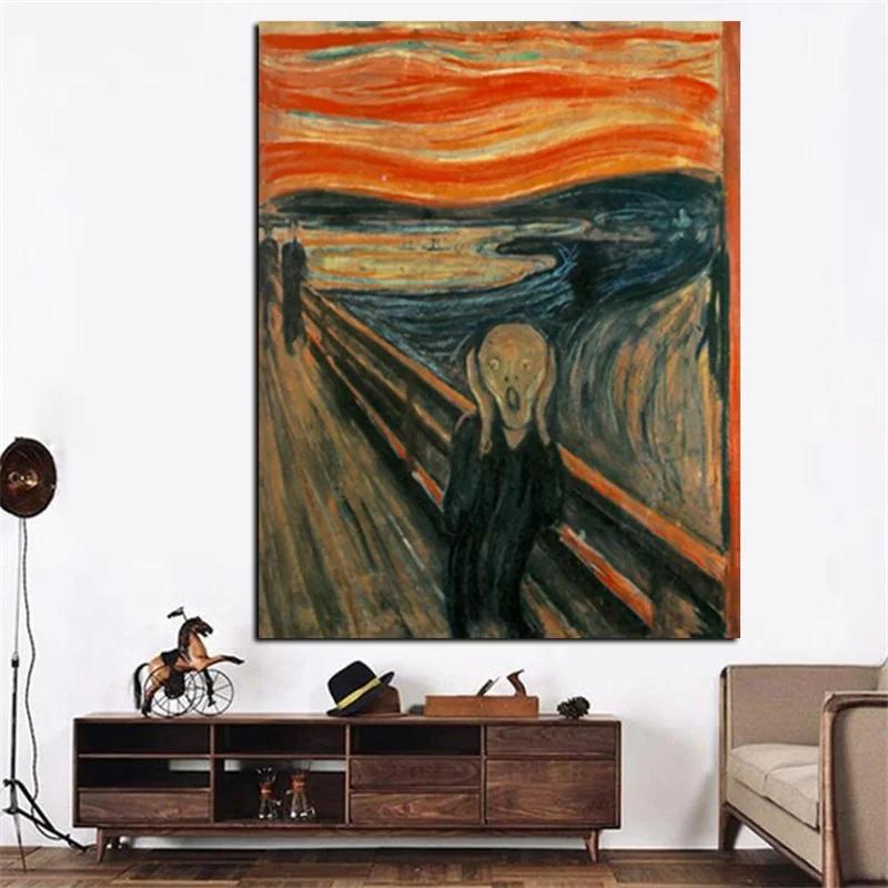 Digital HD Prints Edvard Munch Scream Abstract Oil Painting on Canvas Art Poster Wall Picture for Living Room Home Cuadros Decor