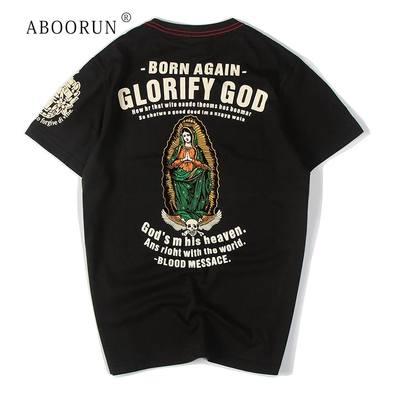 

ABOORUN Men's Fashion T Shirts Hip Hop Printed T-Shirts Summer Short Sleeve Top Tees for Male R496