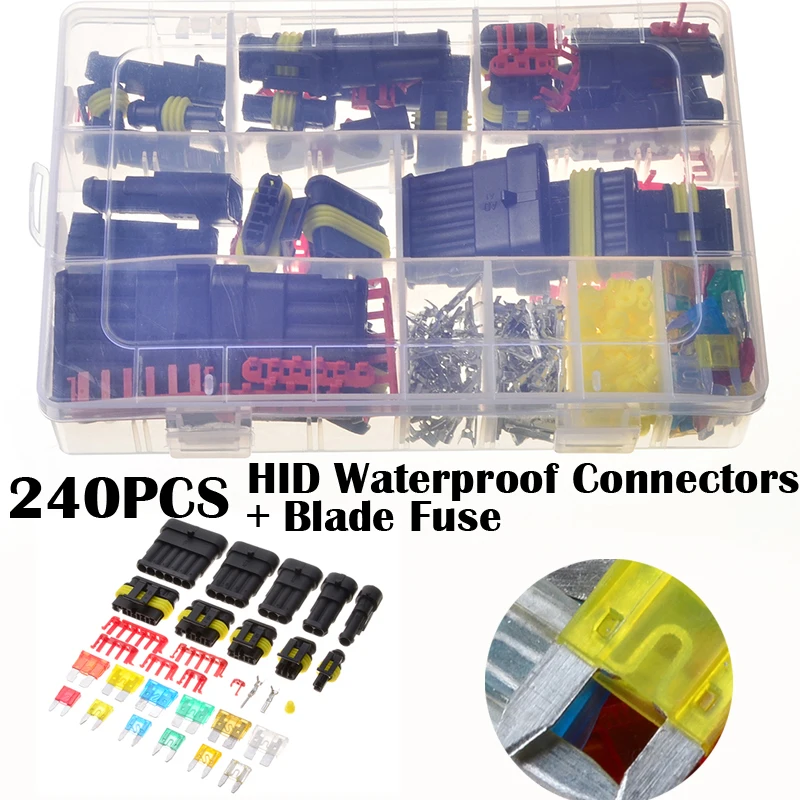 240PCS HID Waterproof Terminal Electrical Wire Connectors and Vehicle