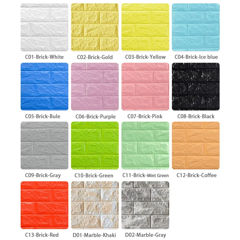 3D Wall Stickers Marble Brick Peel and Self-Adhesive Wall paper Waterproof DIY Kitchen Bathroom Home Wall Decal Sticker Vinyl