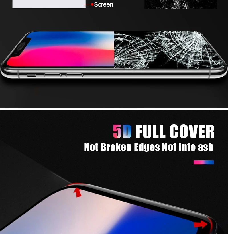 Artisome Glass on the For iPhone 6 6s Screen Protector 6D Edge Full Cover Protective Glass on the For iPhone X 10 7 8 Plus       (3)