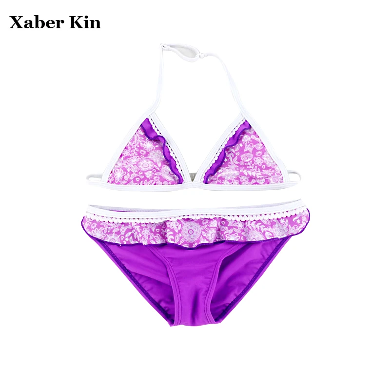

New 2018 Girls Floral Swimsuit Children Girls Lovely Swimwear Girls Summer Bathing Suits Children Cute Bikini Suits G6-K304