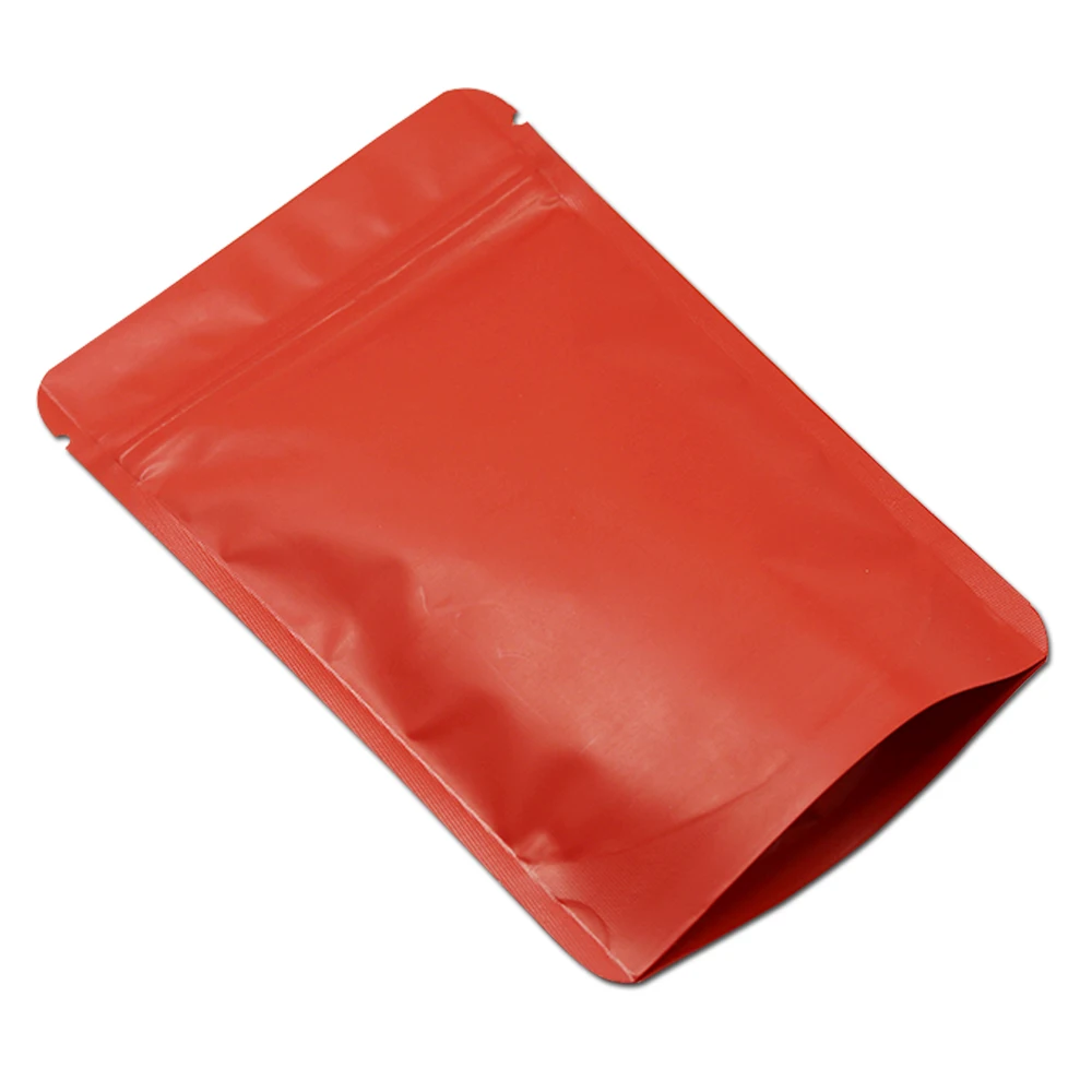 100Pcs 15*23cm Stand Up Matte Mylar Bag Heat Sealable Zip Lock Pouch Doypack Pure Aluminum Foil Bags Coffee Package Metallic Bag