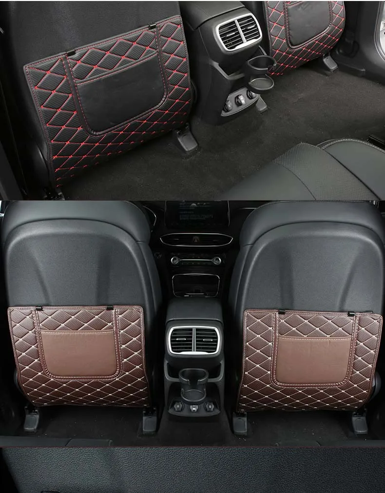 Lsrtw2017 волоконная кожа заднего сиденья автомобиля анти-удар коврик для hyundai Santa Fe 4-го поколения