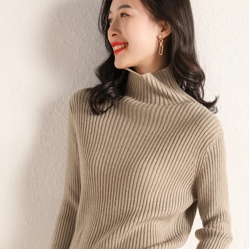 

High Quality Women Sweater Turtleneck Pullover Tops Solid Cashmere Sweater Autumn and Winter Female Sweater Large Size M-XXXL