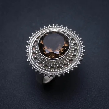 

Natural Smoky Quartz Handmade Boho 925 Sterling Silver Ring, US Size 6 S2522