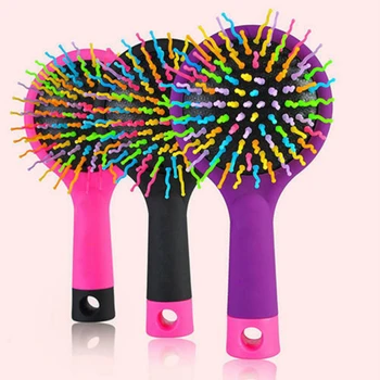 

Rainbow Hair Brush Volume S Brush Curly Magic Detangling Comb with Mirro
