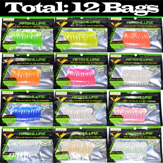 Luminous Soft Baits 144pcs/lot Fishing Lure Noctilucous Worm 45mm 1.2g