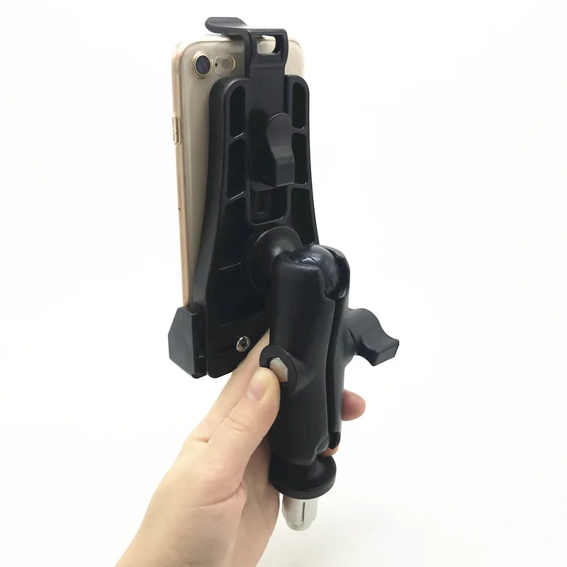 Heavy Duty Fork Stem Mount with 1 inch ball Double Socket Arm Bike Motorcycle Mount Holder Kit Fits for Mobile phone ram mount