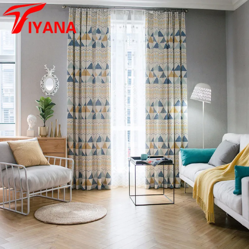 

Modern Boutique Multicolor Rubik's Cube Bedroom Living Room Simple High Quality Polyester Cotton Printed Curtain Fabric P089D3