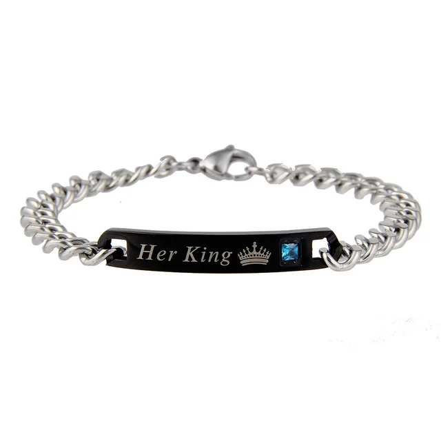 New Customized Bracelets Her King His Queen Personalized New Customized Bracelets Her King His Queen Personalized Engraved Bracelet Bangle For Men Women Drop