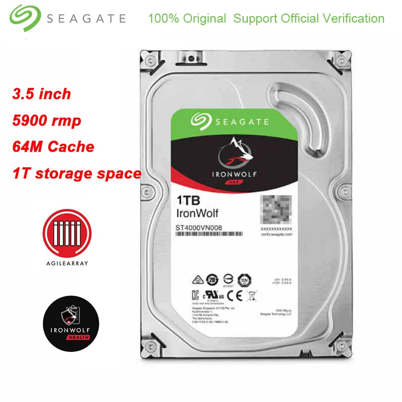  Seagate Original 1TB IronWolf HDD NAS SATA 6 Gb/s NCQ 64MB Cache 35-pulgadas interna AgileArray cac
