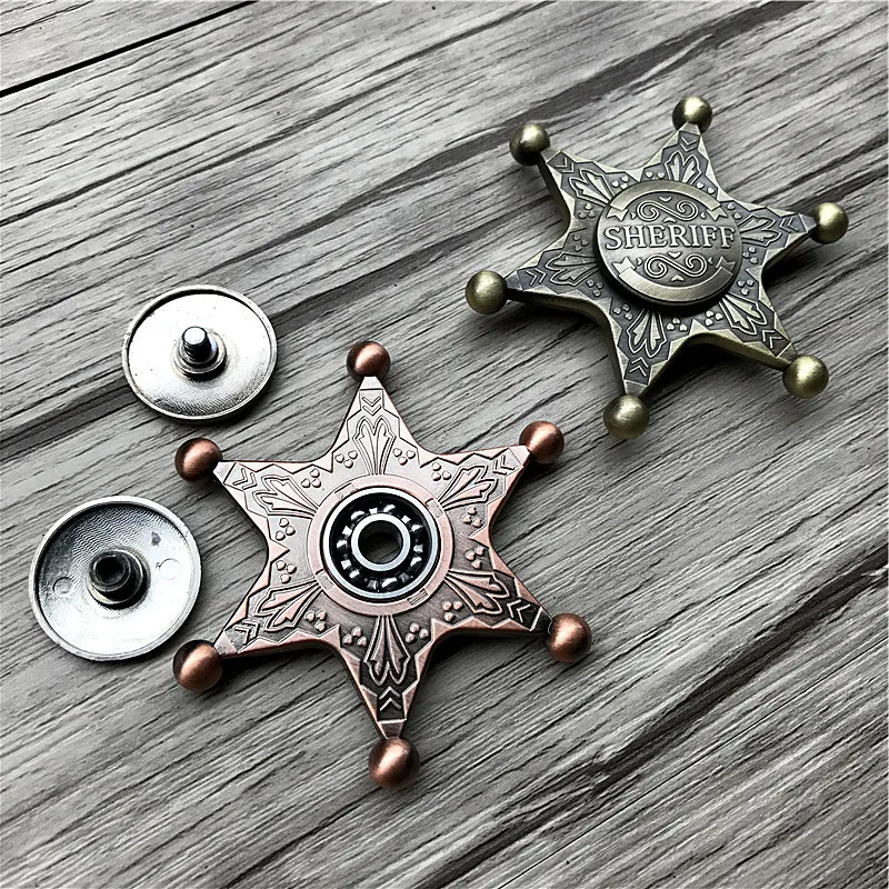 Кинетическая rinRetro шериф ручной Спиннер металлические игрушки Handspinner металлический сплав алюминия палец Spinner